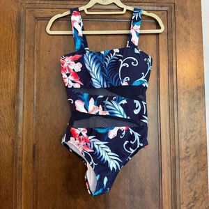 NWT Carmen Marc Valvo One Piece Style C3H8098 Color 406 Maritime Blue Size 10